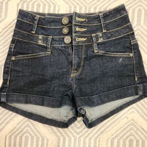 River island high waist blue button up denim shorts. Size 8UK (2US)